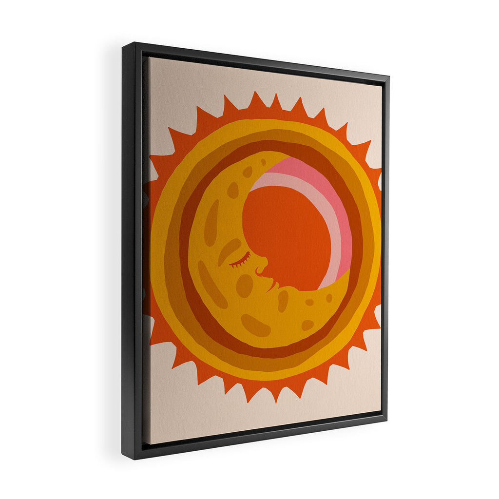 Moon Glow - Retro Ochre Framed Canvas Print Gallery Image 2