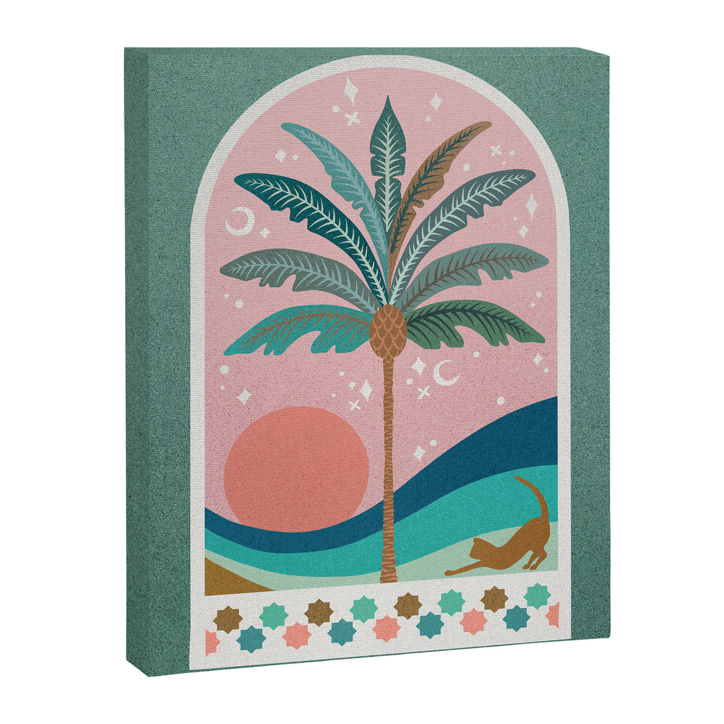 Moorish Framed Palm Tree - Mint & Blush Canvas Print Gallery Image 8