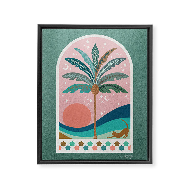 Moorish Framed Palm Tree - Mint & Blush Framed Canvas Print Gallery Image 8