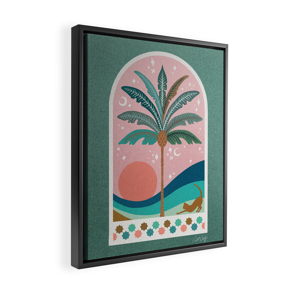 Moorish Framed Palm Tree - Mint & Blush Framed Canvas Print Gallery Image 2