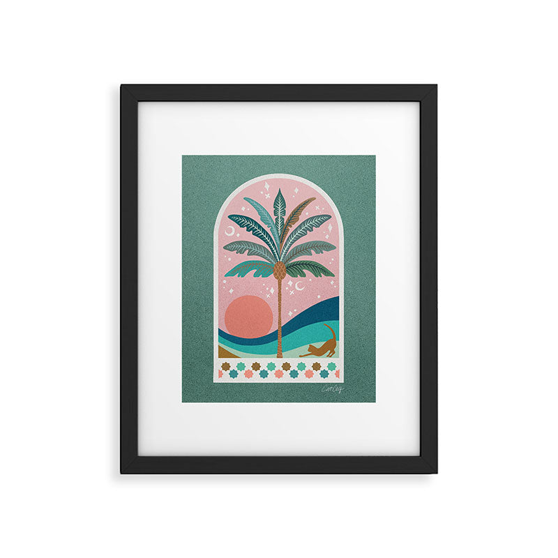 Moorish Framed Palm Tree - Mint & Blush Framed Art Print Gallery Image 4