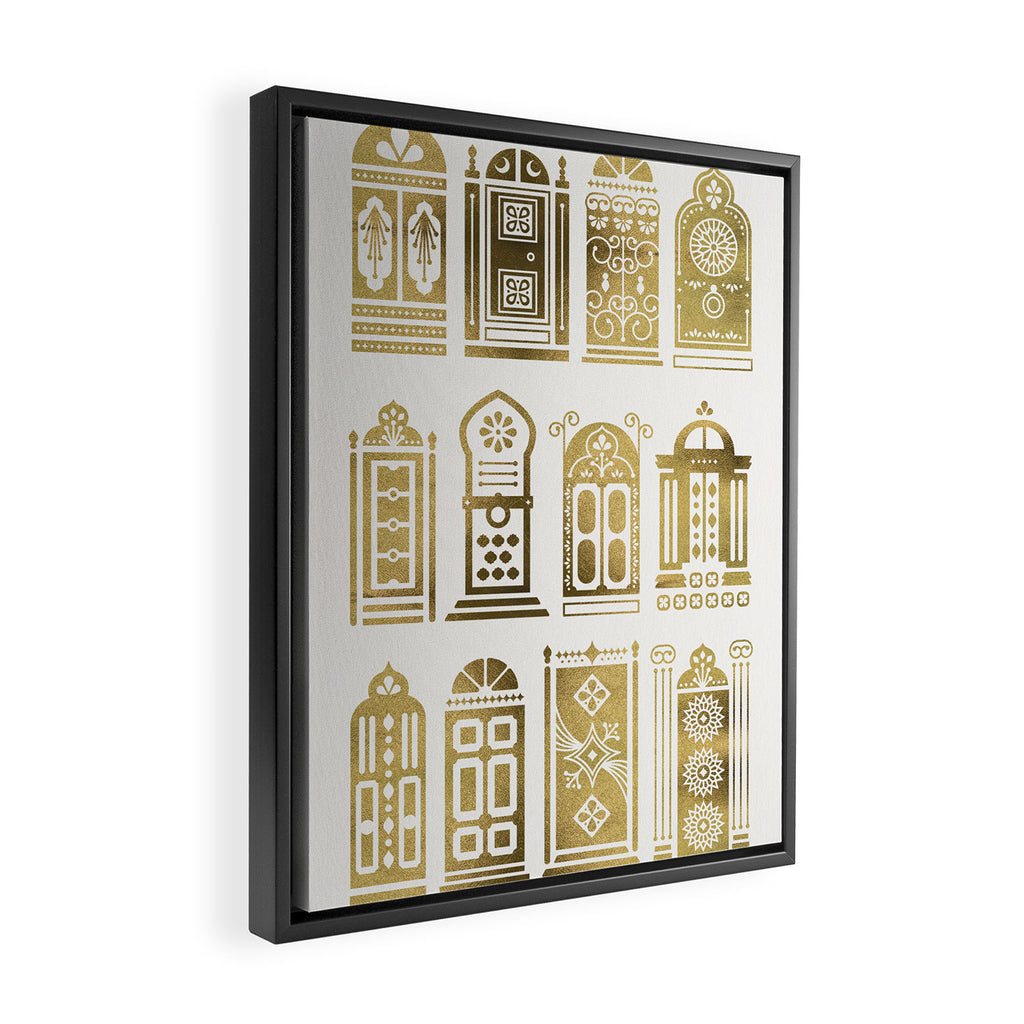 Moroccan Doors - Gold Palette Framed Canvas Print Gallery Image 2