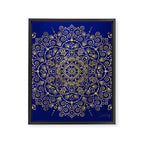 Moroccan Mandala - Gold Ink on Navy Framed Canvas Print Gallery Image 8