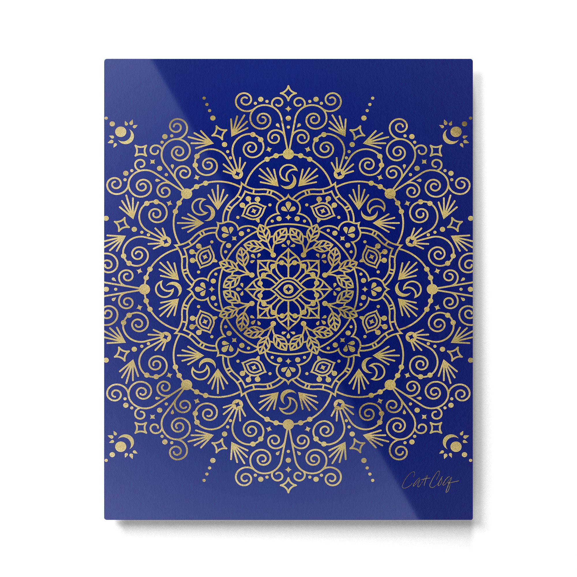 Moroccan Mandala - Gold Ink on Navy Metal Print Gallery Image 6