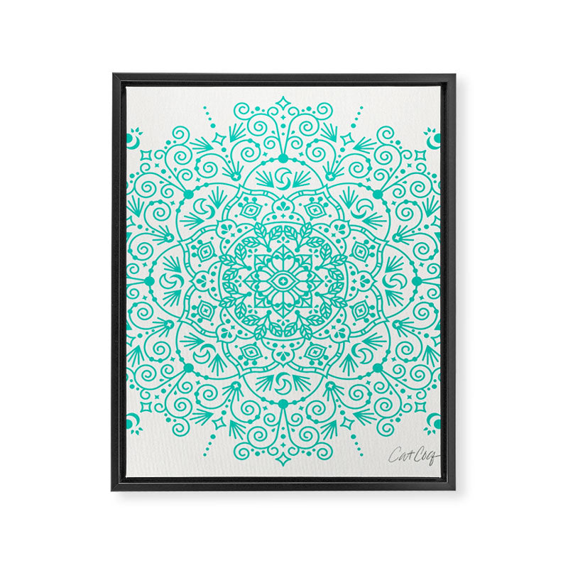 Moroccan Mandala - Turquoise Palette Framed Canvas Print Gallery Image 8