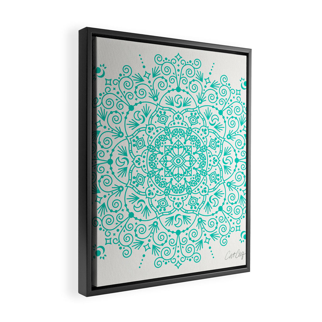 Moroccan Mandala - Turquoise Palette Framed Canvas Print Gallery Image 2