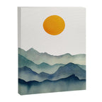 Mountain Range Silhouette - Blue & Yellow Canvas Print Gallery Image 8