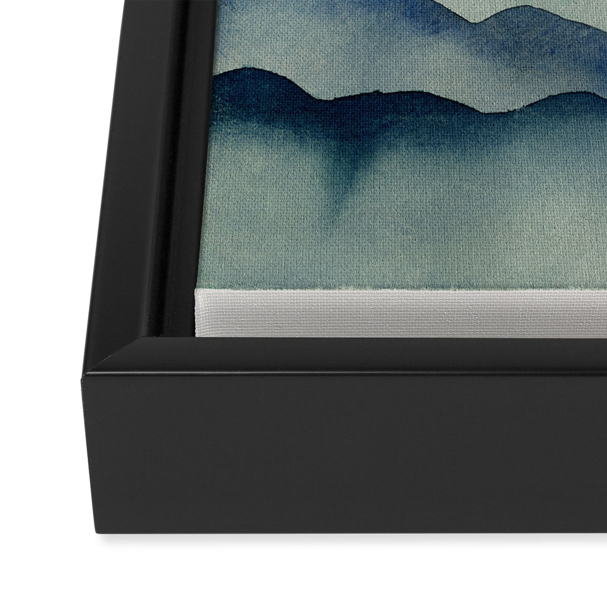 Mountain Range Silhouette - Blue & Yellow Framed Canvas Print Gallery Image 3