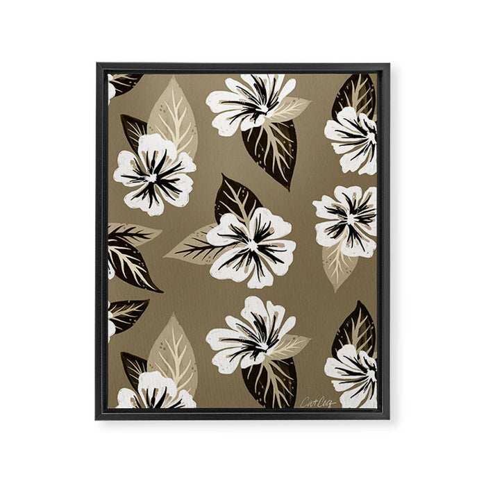 Mountain Wild Flowers - Sepia Framed Canvas Print Gallery Image 1