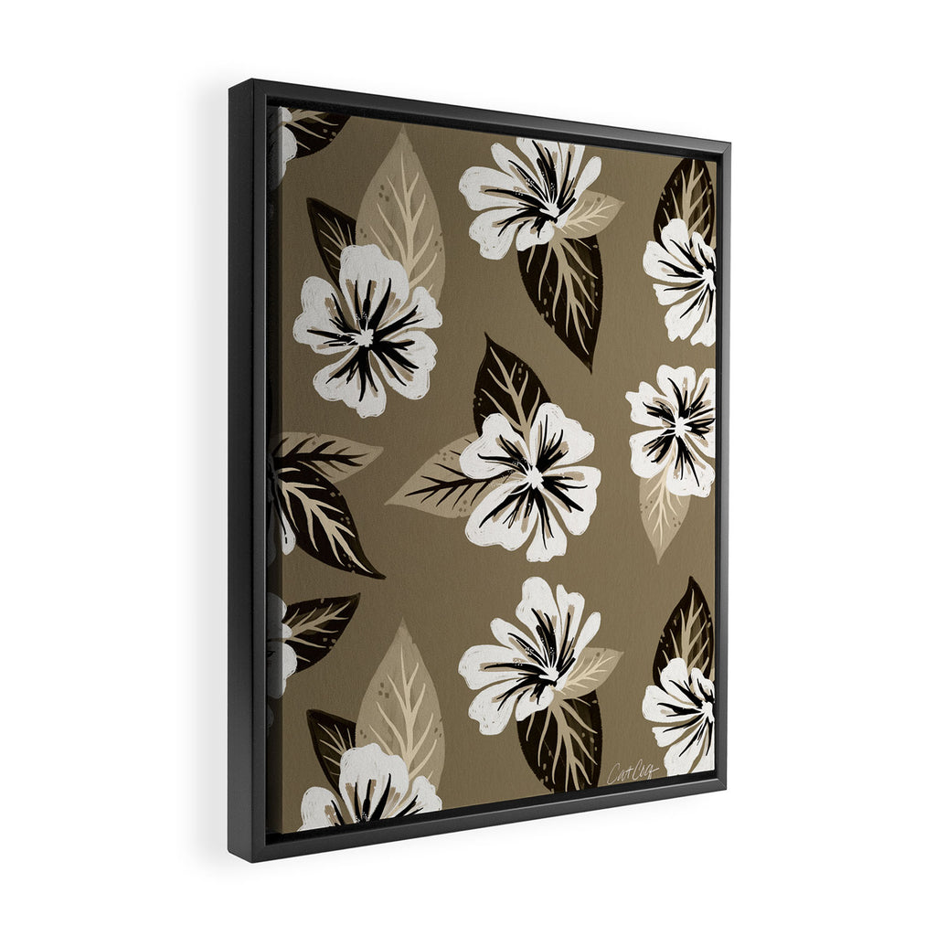Mountain Wild Flowers - Sepia Framed Canvas Print Gallery Image 2