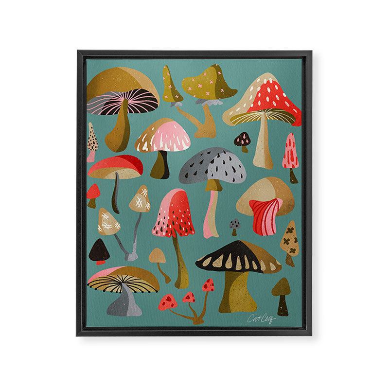 Mushroom Collection - Mint Framed Canvas Print Gallery Image 8
