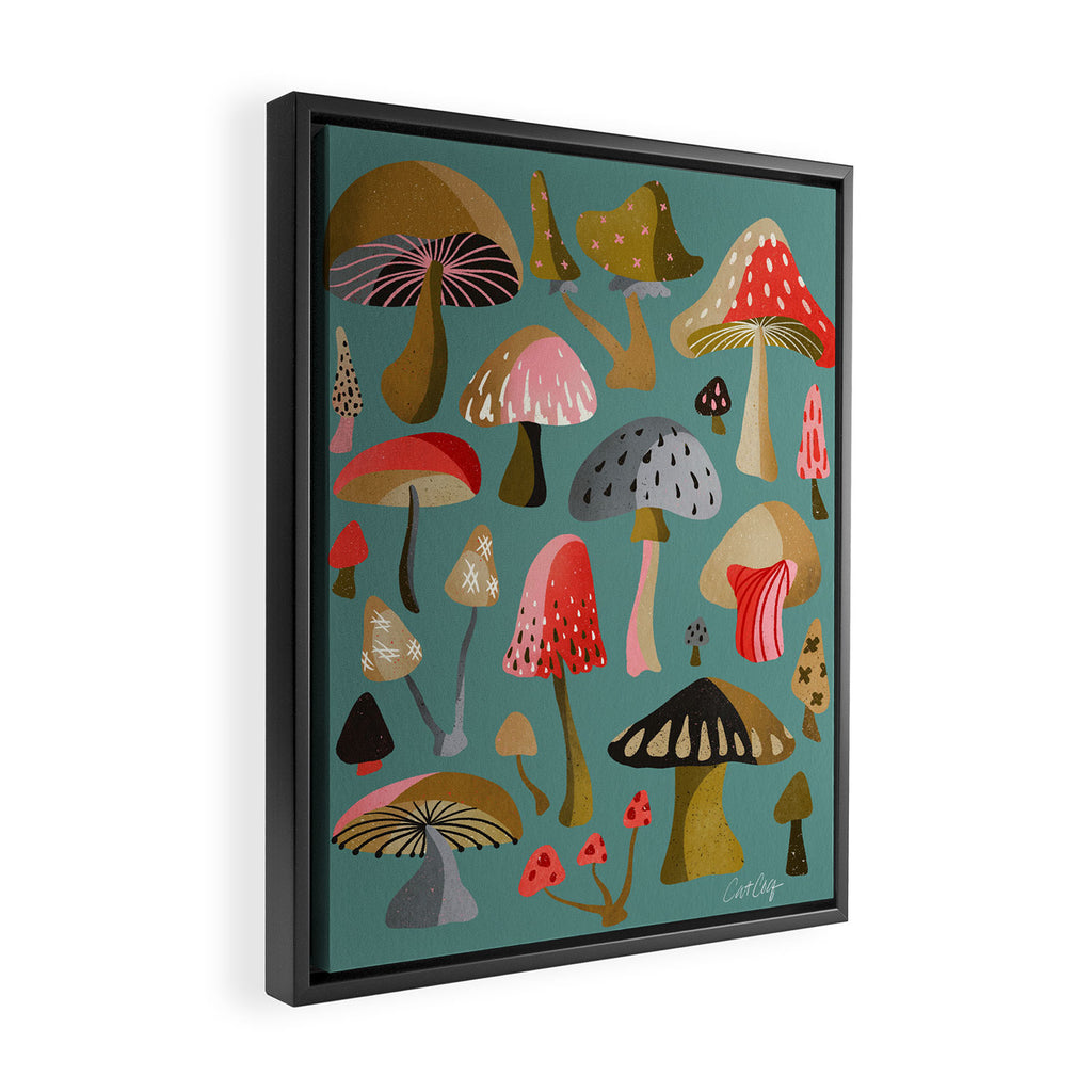 Mushroom Collection - Mint Framed Canvas Print Gallery Image 2