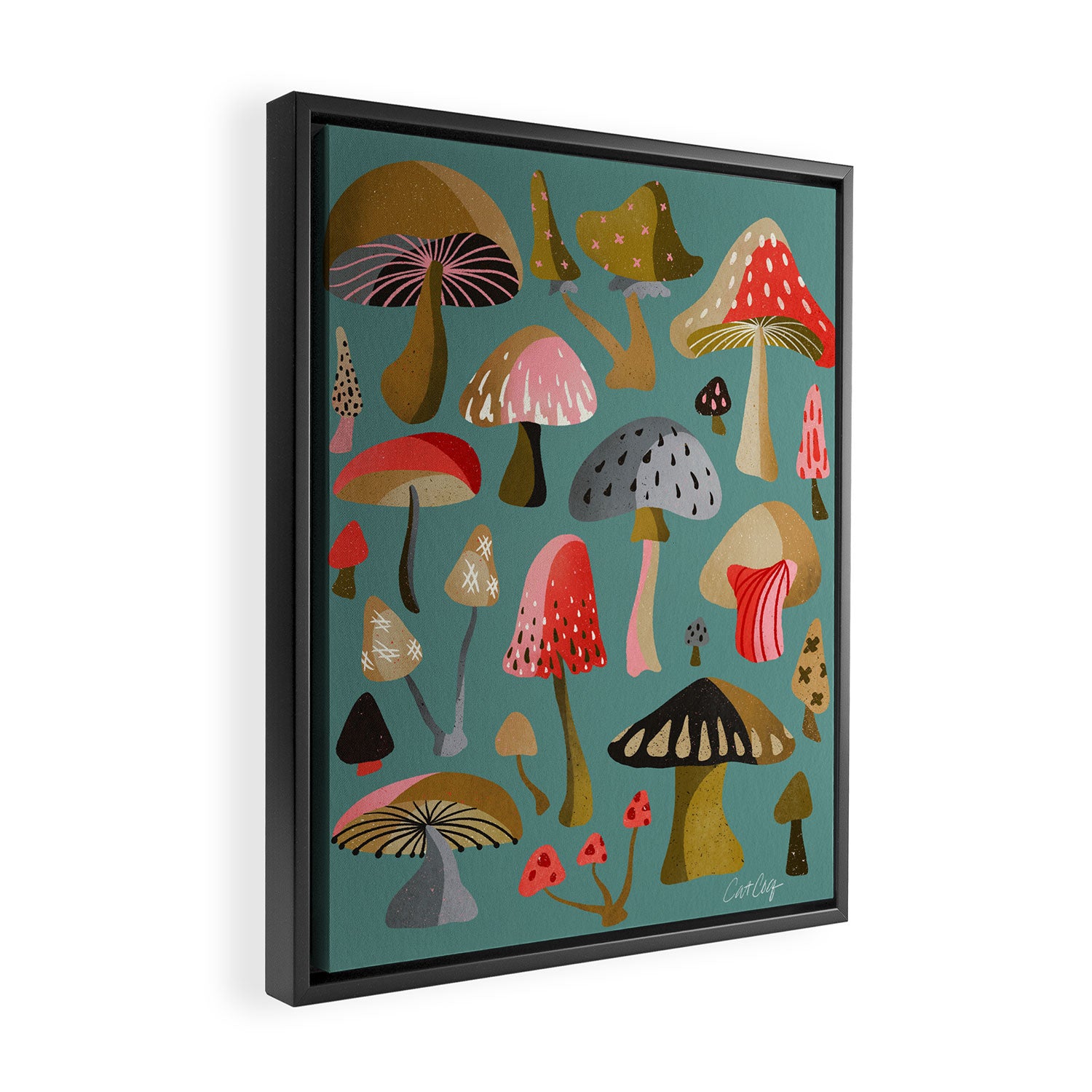 Mushroom Collection - Mint Framed Canvas Print Gallery Image 2