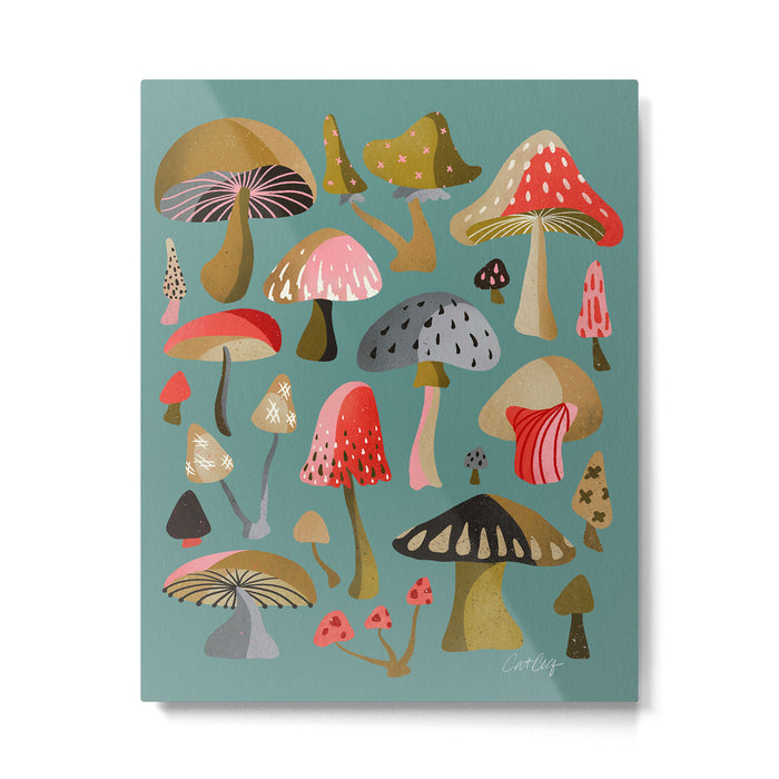 Mushroom Collection - Mint Metal Print Gallery Image 1