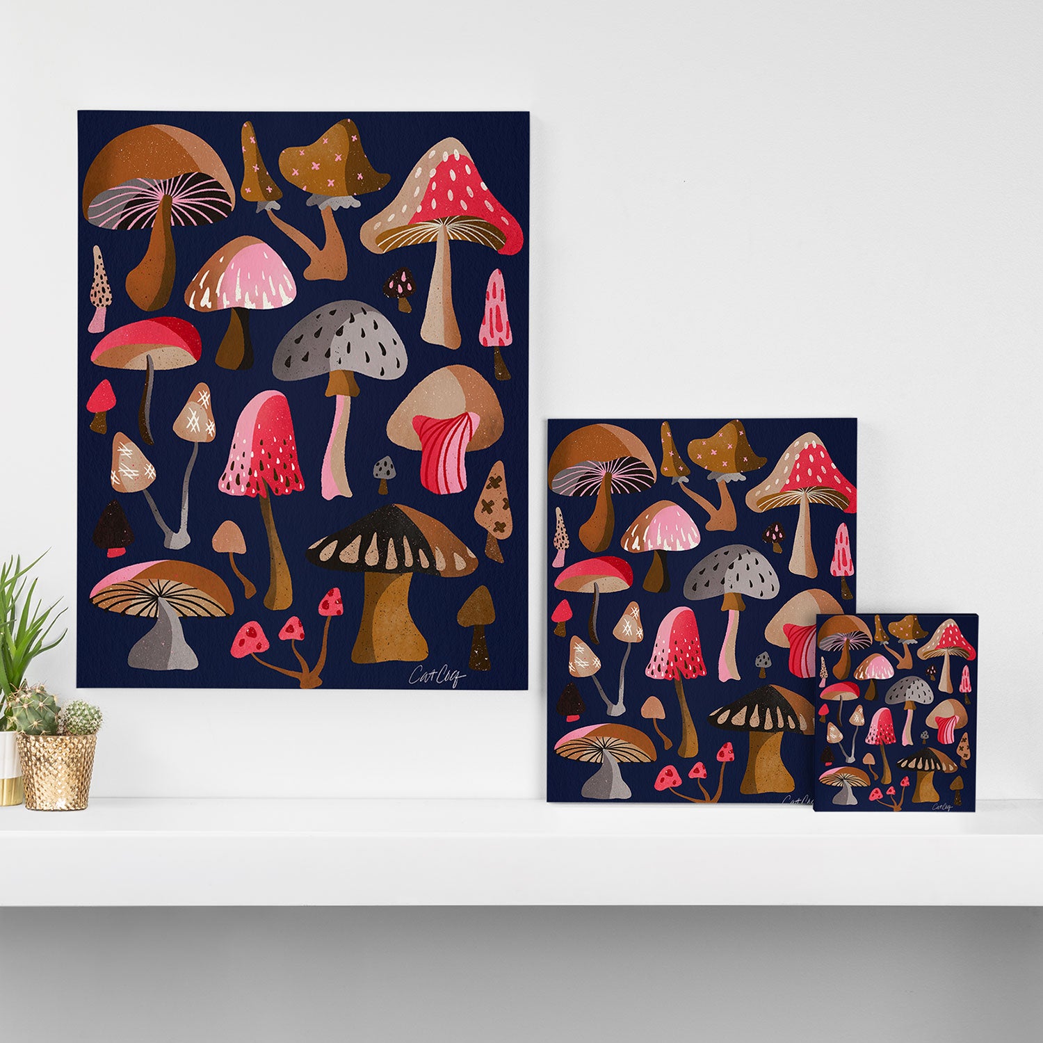 Mushroom Collection - Navy Canvas Print Gallery Image 3