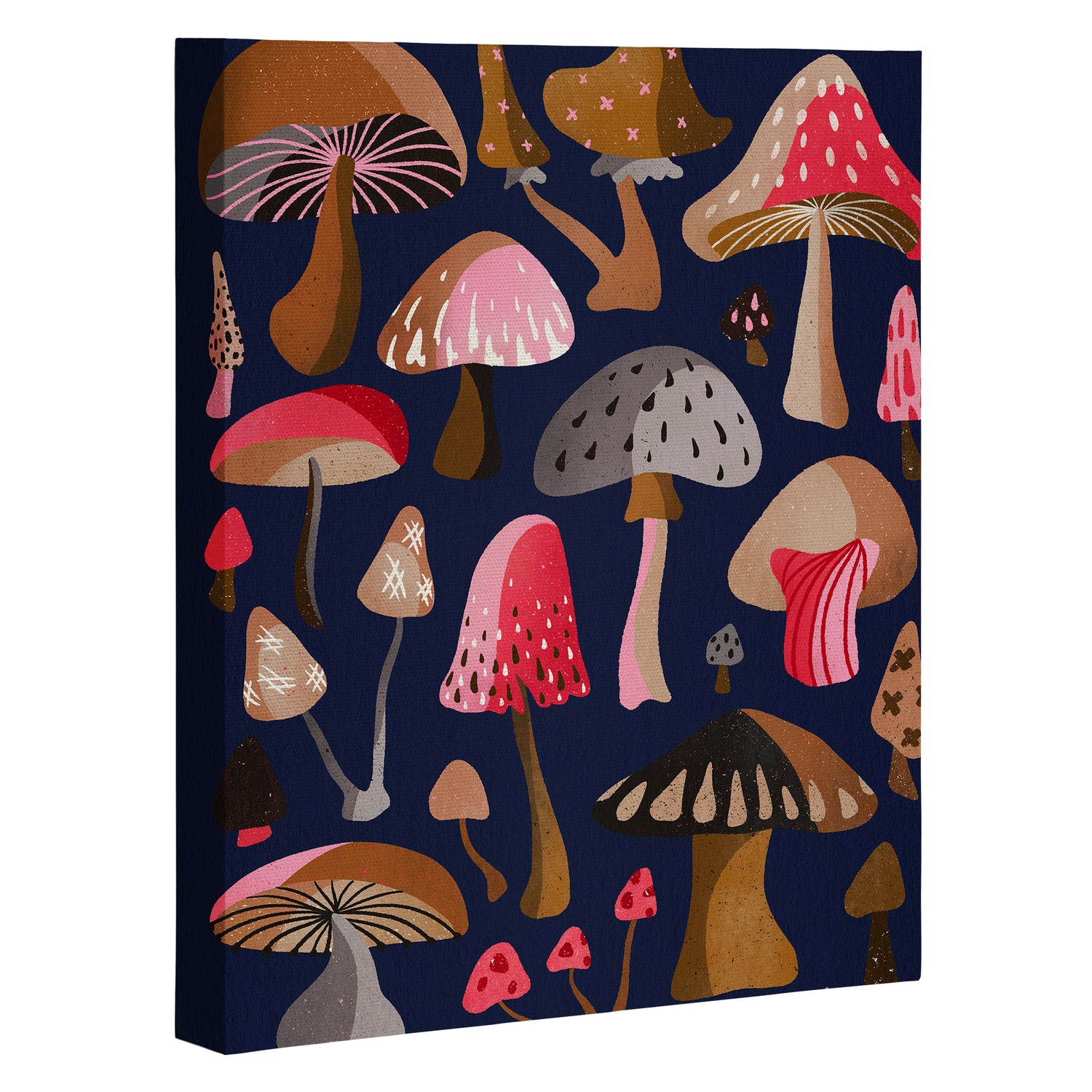 Mushroom Collection - Navy Canvas Print Gallery Image 3