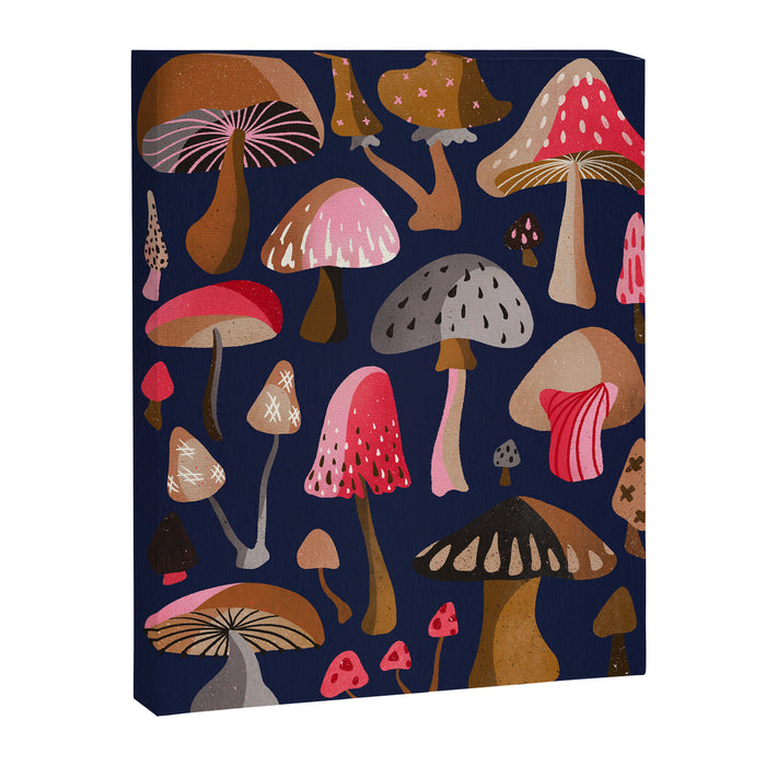 Mushroom Collection - Navy Canvas Print Gallery Image 1