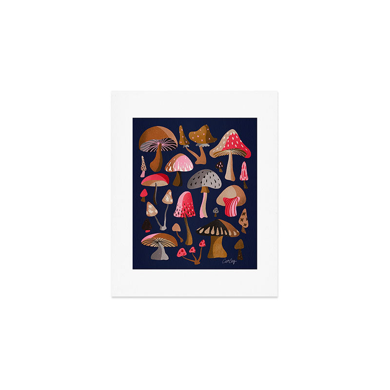 Mushroom Collection - Navy Art Print Gallery Image 1