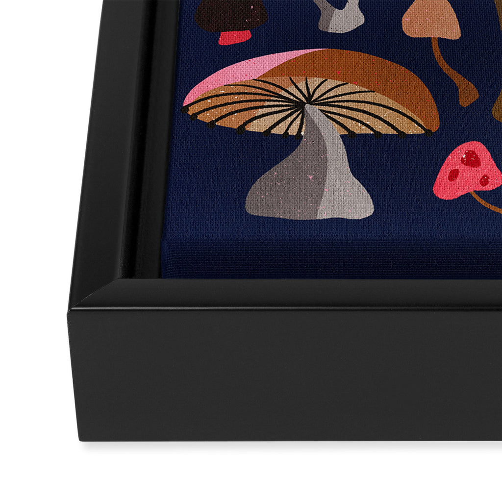 Mushroom Collection - Navy Framed Canvas Print Gallery Image 3