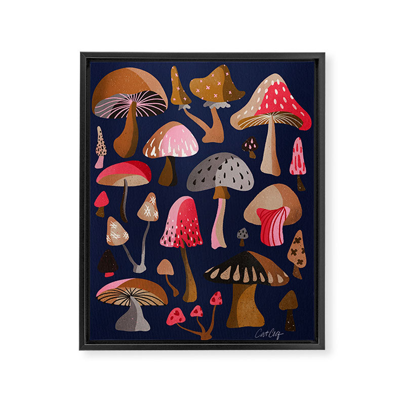 Mushroom Collection - Navy Framed Canvas Print Gallery Image 8