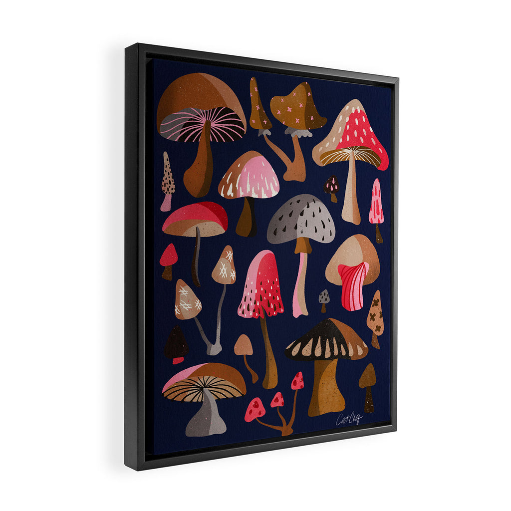Mushroom Collection - Navy Framed Canvas Print Gallery Image 2