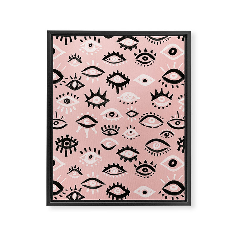 Mystic Eyes - Blush & Black Palette Framed Canvas Print Gallery Image 8