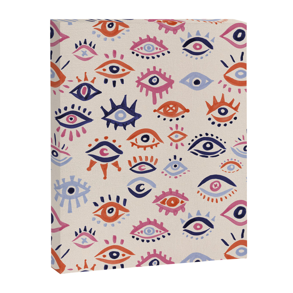 Mystic Eyes - Coral & Navy Canvas Print Gallery Image 8