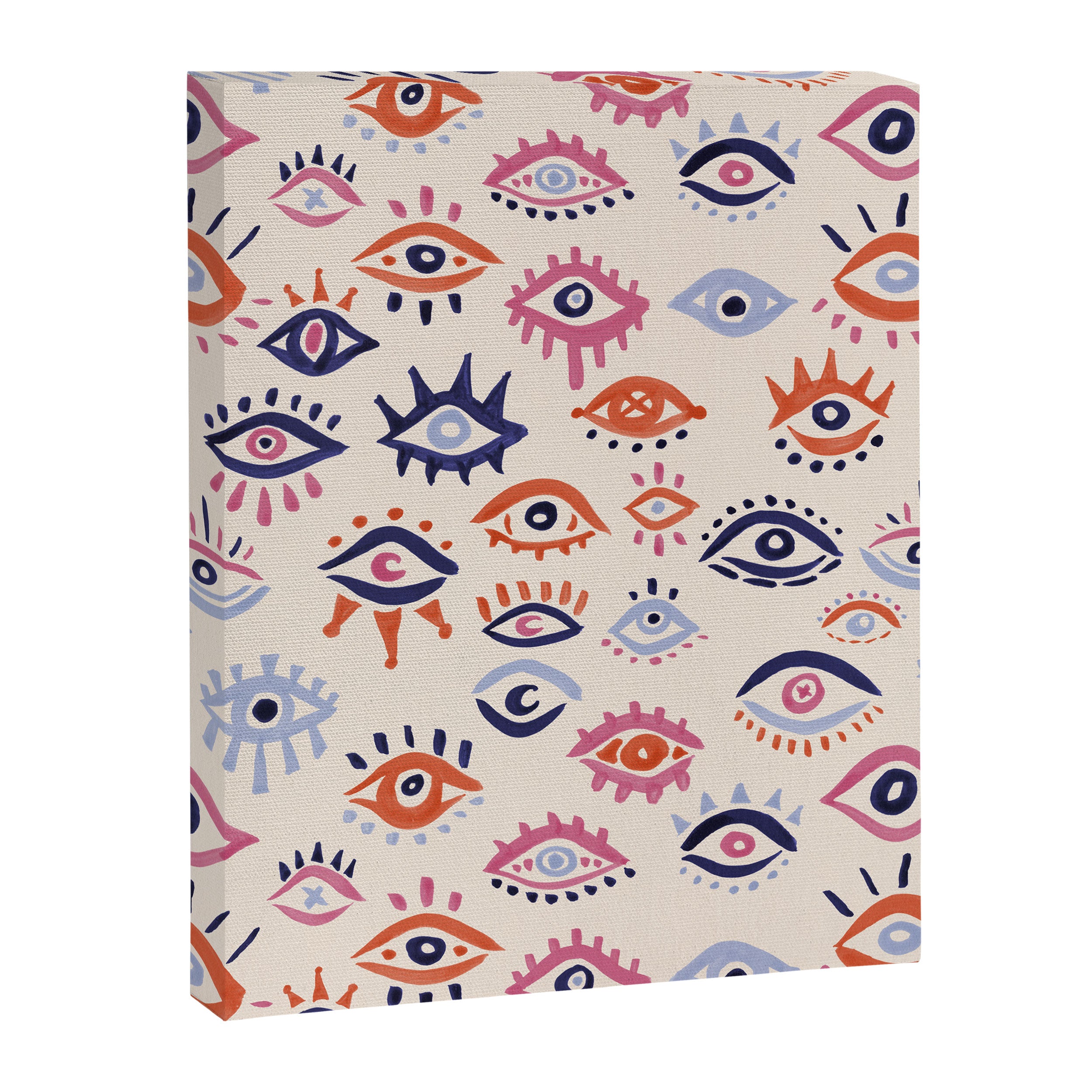 Mystic Eyes - Coral & Navy Canvas Print Gallery Image 8