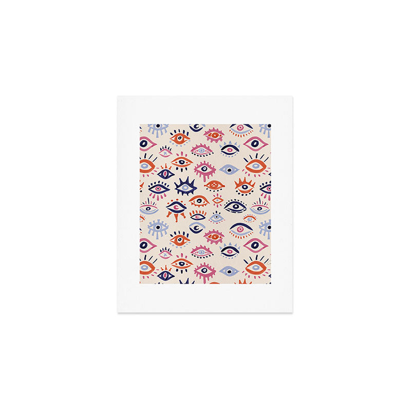 Mystic Eyes - Coral & Navy Art Print Gallery Image 1