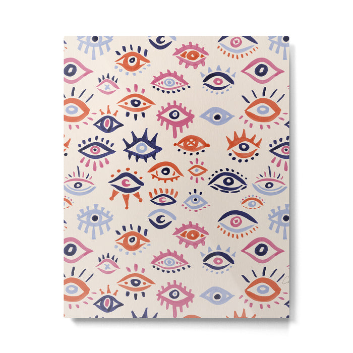 Mystic Eyes - Coral & Navy Metal Print Gallery Image 1