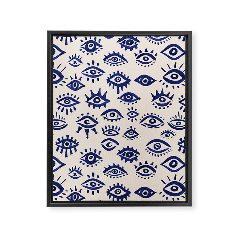 Mystic Eyes â Navy & Cream Framed Canvas Print Gallery Image 8