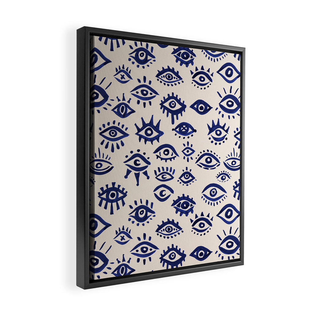 Mystic Eyes â Navy & Cream Framed Canvas Print Gallery Image 2