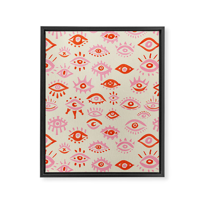 Mystic Eyes - Pink & Red Framed Canvas Print Gallery Image 1