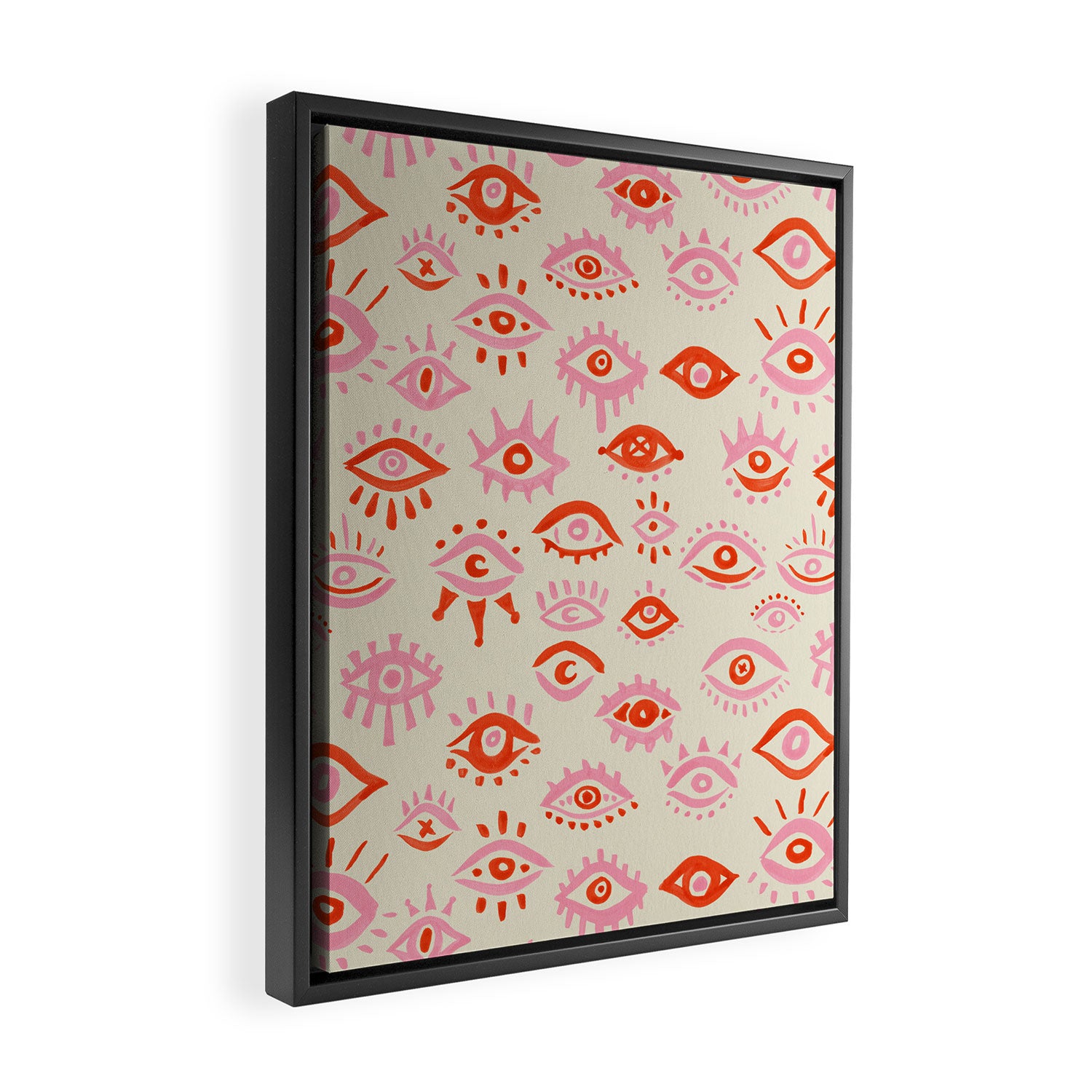 Mystic Eyes - Pink & Red Framed Canvas Print Gallery Image 2