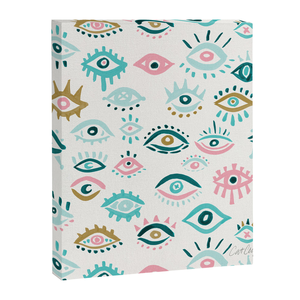 Mystic Eyes - Turquoise & Pink Canvas Print Gallery Image 8