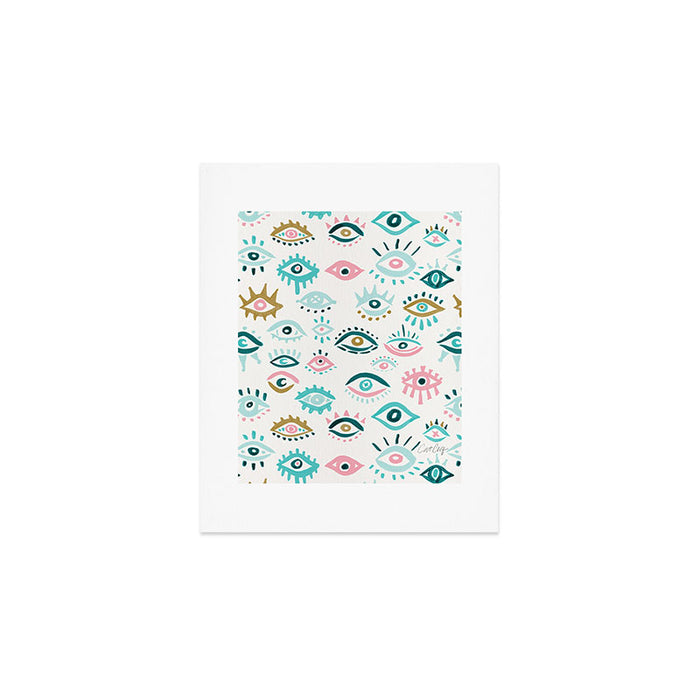 Mystic Eyes - Turquoise & Pink Art Print Gallery Image 1