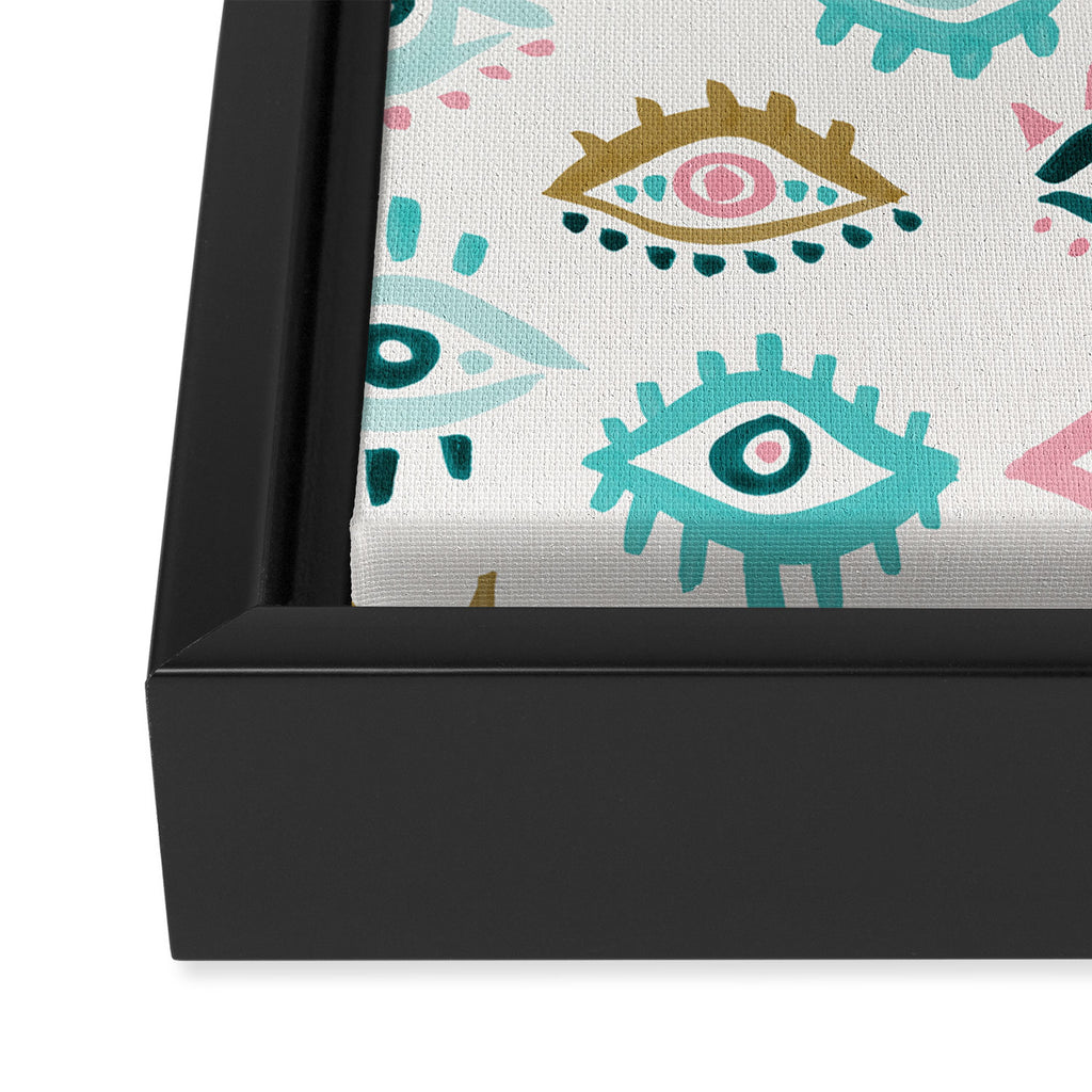 Mystic Eyes - Turquoise & Pink Framed Canvas Print Gallery Image 3