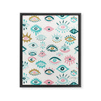 Mystic Eyes - Turquoise & Pink Framed Canvas Print Gallery Image 8