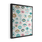 Mystic Eyes - Turquoise & Pink Framed Canvas Print Gallery Image 2
