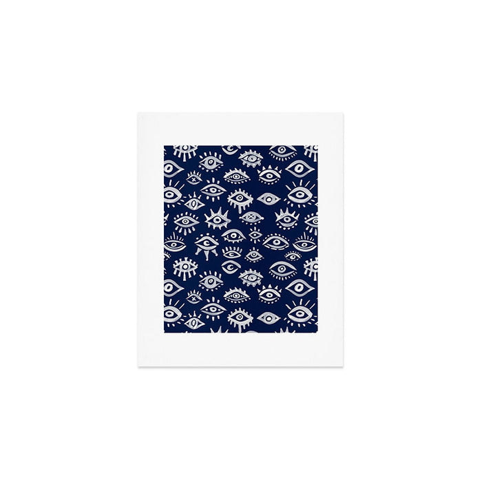 Mystic Eyes - White on Navy Art Print Gallery Image 1