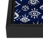 Mystic Eyes - White on Navy Framed Canvas Print Gallery Image 3