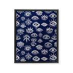 Mystic Eyes - White on Navy Framed Canvas Print Gallery Image 8