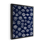 Mystic Eyes - White on Navy Framed Canvas Print Gallery Image 2