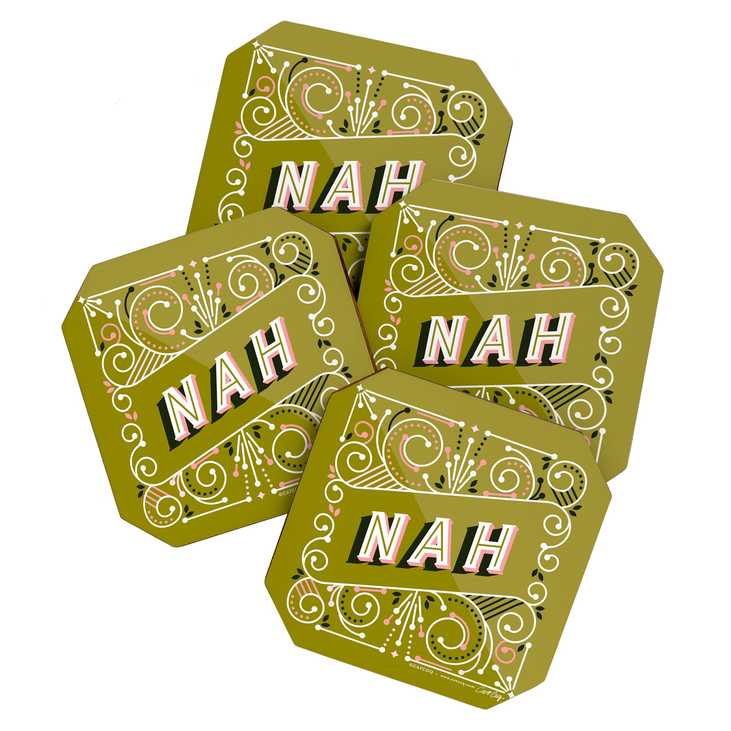 Nah - Olive & Blush Palette Coaster Gallery Image 1
