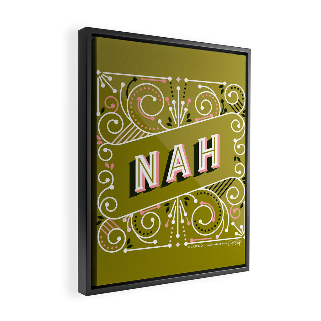 Nah - Olive & Blush Palette Framed Canvas Print Gallery Image 2