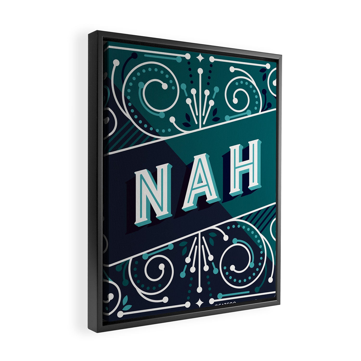 Nah - Teal Palette Framed Canvas Print Gallery Image 2