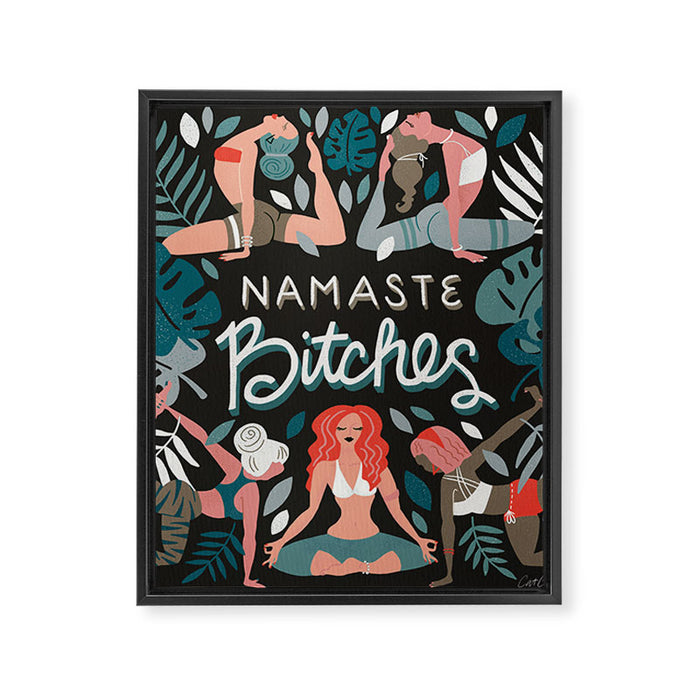 Namaste, Bitches - Charcoal Palette Framed Canvas Print Gallery Image 1