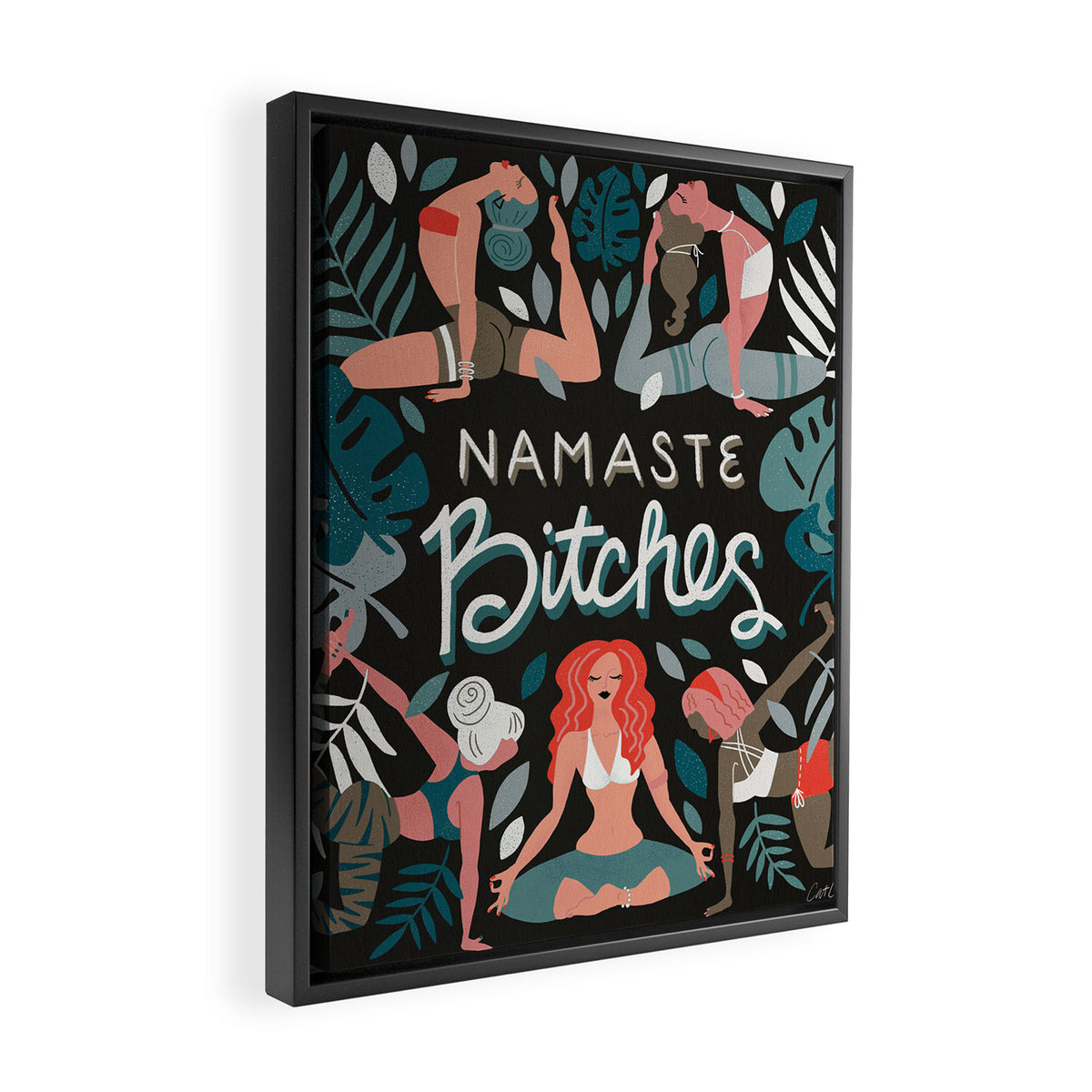 Namaste, Bitches - Charcoal Palette Framed Canvas Print Gallery Image 2