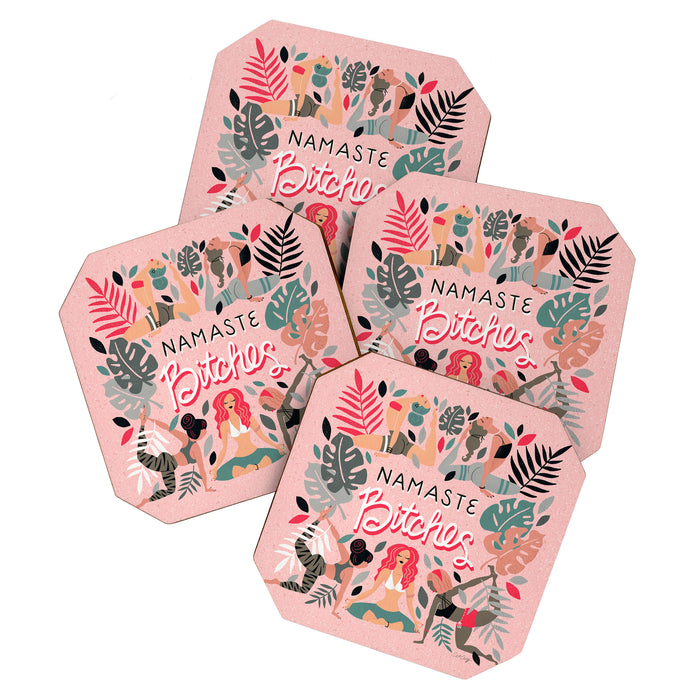 Namaste, Bitches - Pink Coaster Gallery Image 1