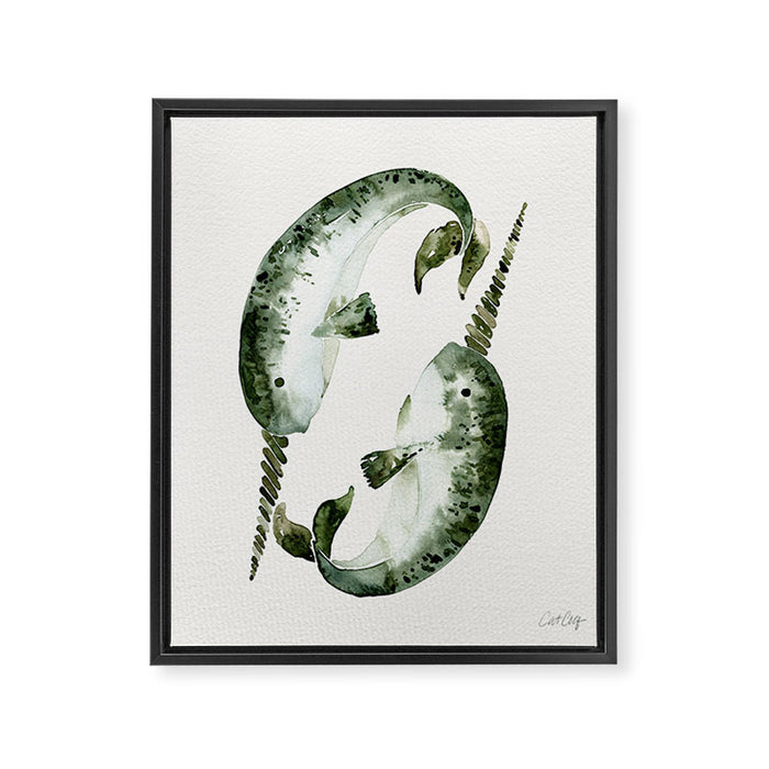 Narwhals Framed Canvas Print Gallery Image 1